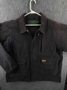 CC Filson Men 2XL Navy Blue Moleskin Full Zip Harrington Jacket Pockets Soft **